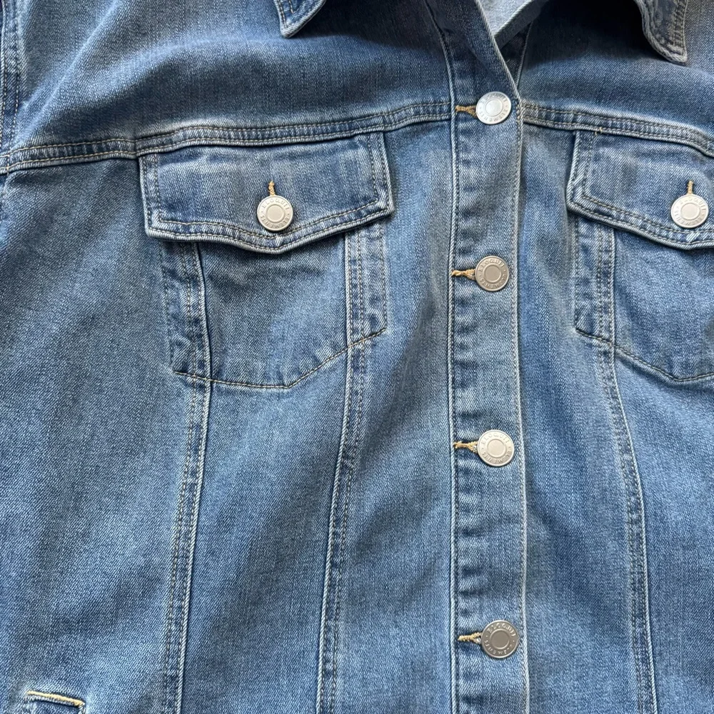 ELOQUII Elements Women's Plus Puff Sleeve Denim Jacket Dress size 22 - Picture 8 of 10